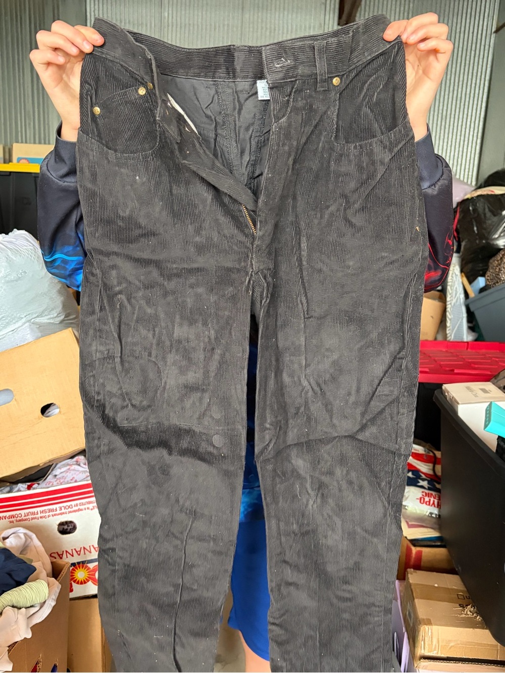 Women’s Black Corduroy Cargo Pants. Size 12 Short. Rarely Worn